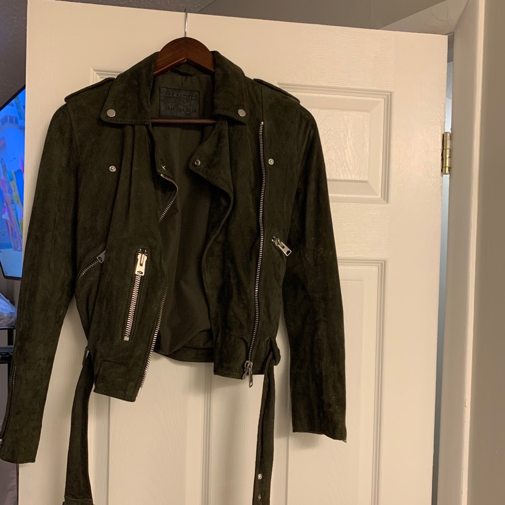All Saints Suede Jacket size 6 Green